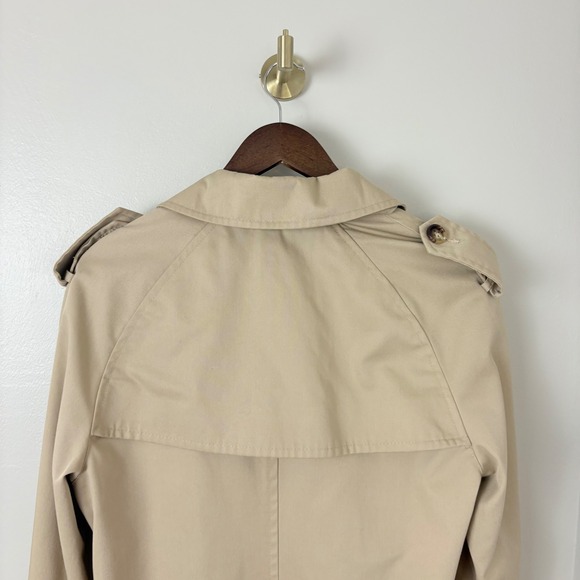 Vintage Classic Beige Double Breasted Trench Coat Plaid Lining Womens L/XL  Prep - Picture 12 of 15